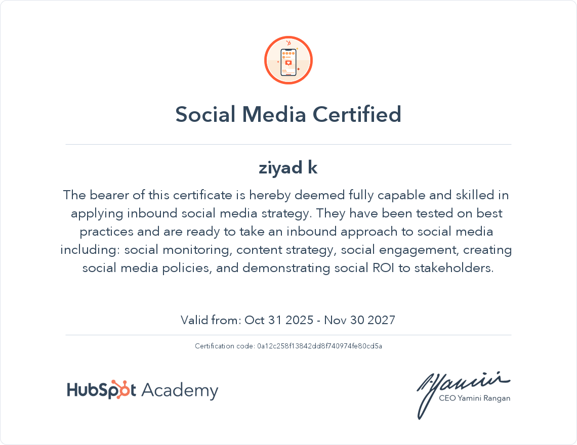 Social Media Certificate