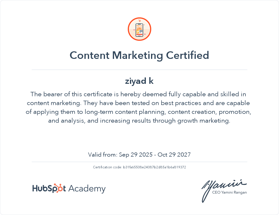 Content Marketing Certificate